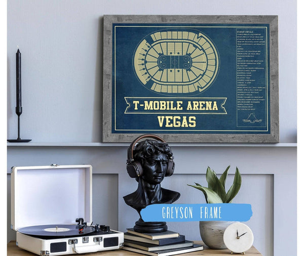 Cutler West Vegas Golden Knights T-Mobile Arena Seating Chart - Vintage Hockey Print