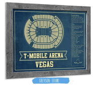 Cutler West 14" x 11" / Greyson Frame Vegas Golden Knights T-Mobile Arena Seating Chart - Vintage Hockey Print 673825529_81585