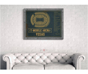 Cutler West Vegas Golden Knights T-Mobile Arena Team Color Seating Chart - Vintage Hockey Print