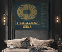 Cutler West Vegas Golden Knights T-Mobile Arena Team Color Seating Chart - Vintage Hockey Print