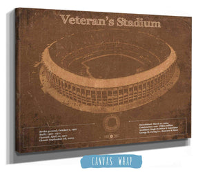 14" x 11" / Stretched Canvas Wrap Cutler West Veteran's Stadium - Vintage Philly Stadium Team Art