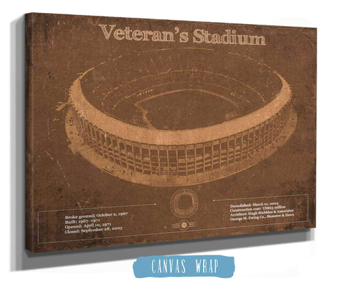 14" x 11" / Stretched Canvas Wrap Cutler West Veteran's Stadium - Vintage Philly Stadium Team Art