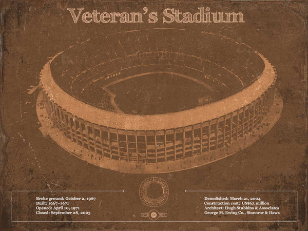 14" x 11" / Unframed Cutler West Veteran's Stadium - Vintage Philly Stadium Team Art