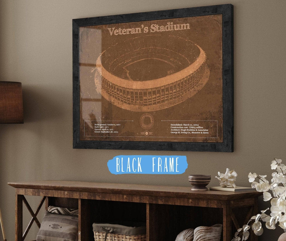 14" x 11" / Stretched Canvas Wrap Cutler West Veteran's Stadium - Vintage Philly Stadium Team Art