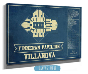 Cutler West Villanova Wildcats - Finneran Pavilion Seating Chart - College Basketball Blueprint Art