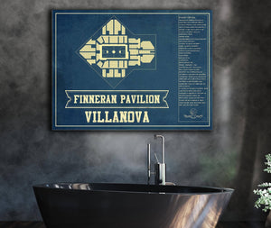 Cutler West Villanova Wildcats - Finneran Pavilion Seating Chart - College Basketball Blueprint Art