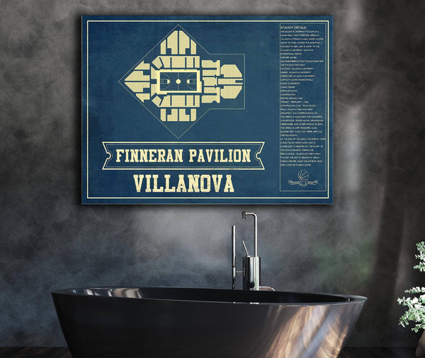 Cutler West Villanova Wildcats - Finneran Pavilion Seating Chart - College Basketball Blueprint Art