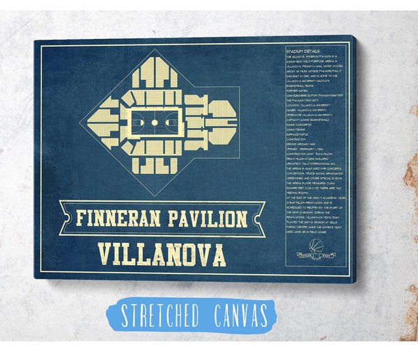 Cutler West Villanova Wildcats - Finneran Pavilion Seating Chart - College Basketball Blueprint Art