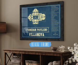 20" x 16" / Black Frame Cutler West Villanova Wildcats - Finneran Pavilion Seating Chart - College Basketball Blueprint Art