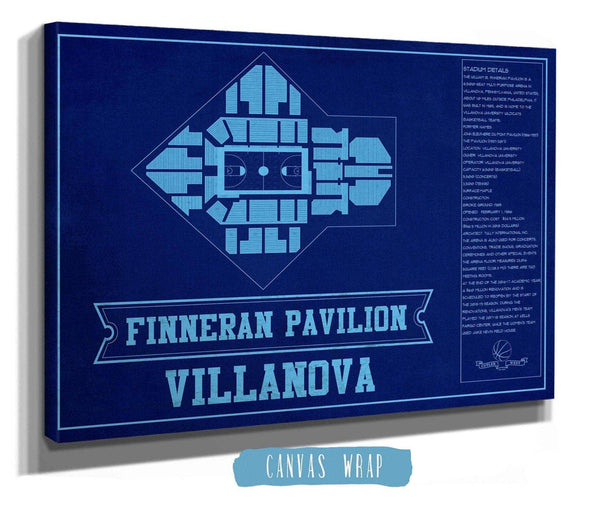 Cutler West Villanova Wildcats - Finneran Pavilion Seating Chart - College Basketball Blueprint Team Color Art