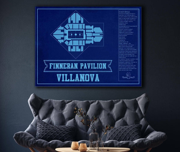 Cutler West Villanova Wildcats - Finneran Pavilion Seating Chart - College Basketball Blueprint Team Color Art