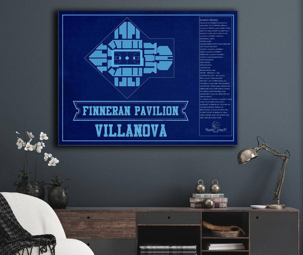 Cutler West Villanova Wildcats - Finneran Pavilion Seating Chart - College Basketball Blueprint Team Color Art