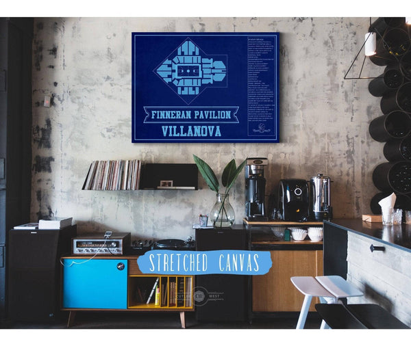 Cutler West Villanova Wildcats - Finneran Pavilion Seating Chart - College Basketball Blueprint Team Color Art