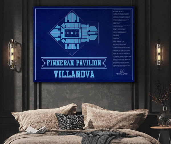 Cutler West Villanova Wildcats - Finneran Pavilion Seating Chart - College Basketball Blueprint Team Color Art