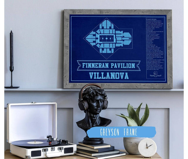 Cutler West Villanova Wildcats - Finneran Pavilion Seating Chart - College Basketball Blueprint Team Color Art
