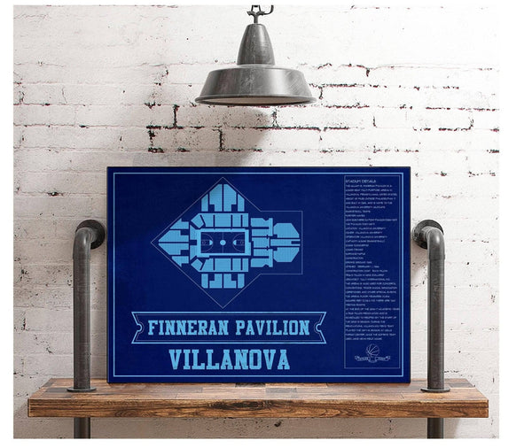 Cutler West Villanova Wildcats - Finneran Pavilion Seating Chart - College Basketball Blueprint Team Color Art