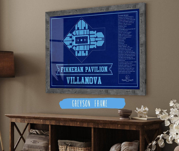 Cutler West Villanova Wildcats - Finneran Pavilion Seating Chart - College Basketball Blueprint Team Color Art
