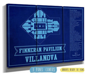36" x 24" / 3 Panel Canvas Wrap Cutler West Villanova Wildcats - Finneran Pavilion Seating Chart - College Basketball Blueprint Team Color Art