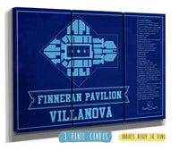 Cutler West Basketball Collection 48" x 32" / 3 Panel Canvas Wrap Villanova Wildcats - Finneran Pavilion Seating Chart - College Basketball Blueprint Team Color Art 675916227-TEAM84994