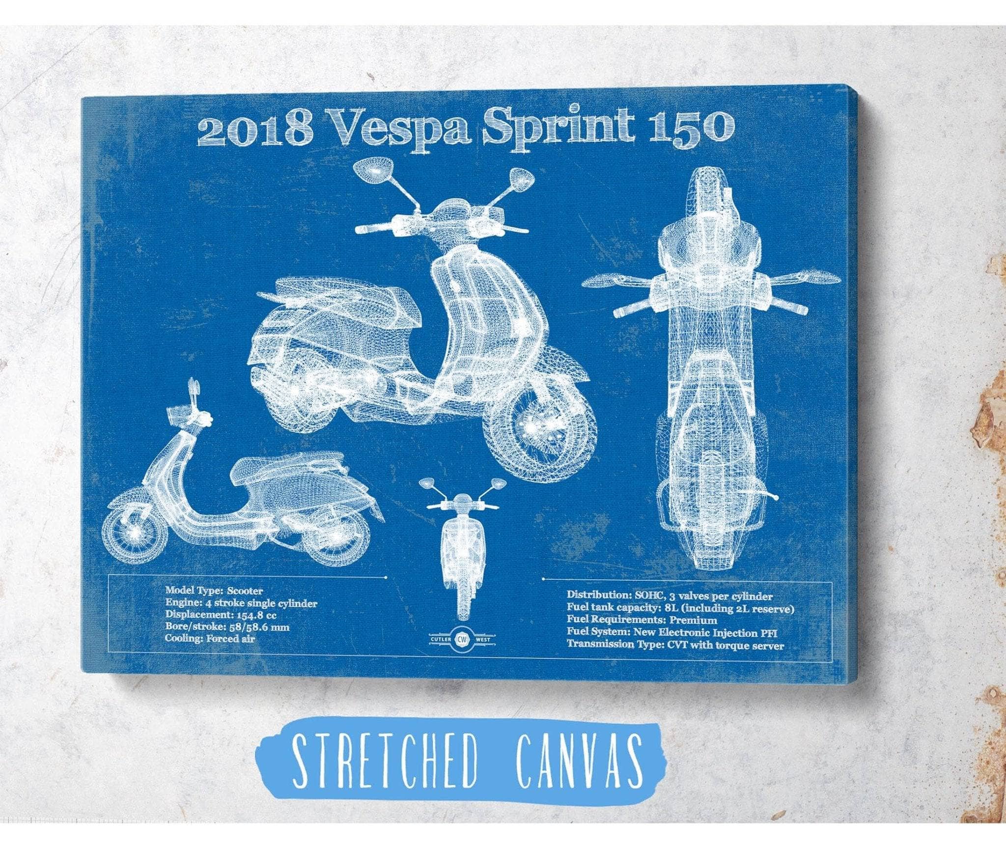 Vintage 2018 - 2020 Vespa Primavera 150 Patent Art by Cutler West