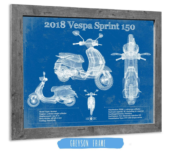 14" x 11" / Greyson Frame Cutler West Vintage 2018 - 2020 Vespa Primavera 150 Patent Print