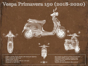 14" x 11" / Unframed Cutler West Vintage 2018 - 2020 Vespa Primavera 150 Patent Print
