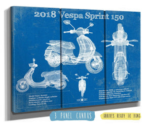 36" x 24" / 3 Panel Canvas Wrap Cutler West Vintage 2018 - 2020 Vespa Primavera 150 Patent Print