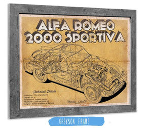 14" x 11" / Greyson Frame Cutler West Vintage Alfa Romeo 2000 Sportiva Sports Car Print
