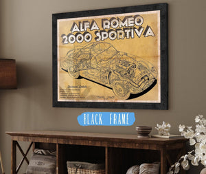 20" x 16" / Black Frame Cutler West Vintage Alfa Romeo 2000 Sportiva Sports Car Print