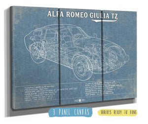 36" x 24" / 3 Panel Canvas Wrap Cutler West Vintage  Alfa Romeo Giulia TZ Sports / Racing Car Print