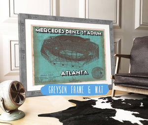 14" x 11" / Greyson Frame & Mat Cutler West Vintage Atlanta Falcons - Mercedes-Benz Stadium Football Print