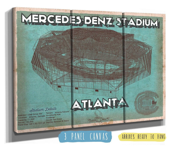 36" x 24" / 3 Panel Canvas Wrap Cutler West Vintage Atlanta Falcons - Mercedes-Benz Stadium Football Print