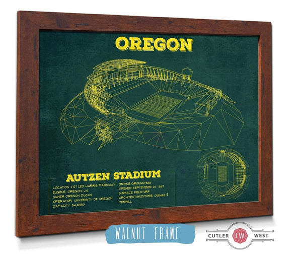Cutler West Vintage Autzen Stadium Blueprint - Oregon Ducks Football Print