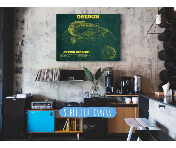 Cutler West Vintage Autzen Stadium Blueprint - Oregon Ducks Football Print