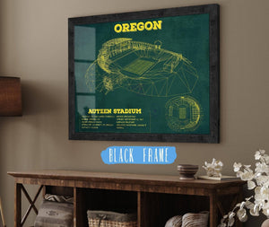 20" x 16" / Black Frame Cutler West Vintage Autzen Stadium Blueprint - Oregon Ducks Football Print