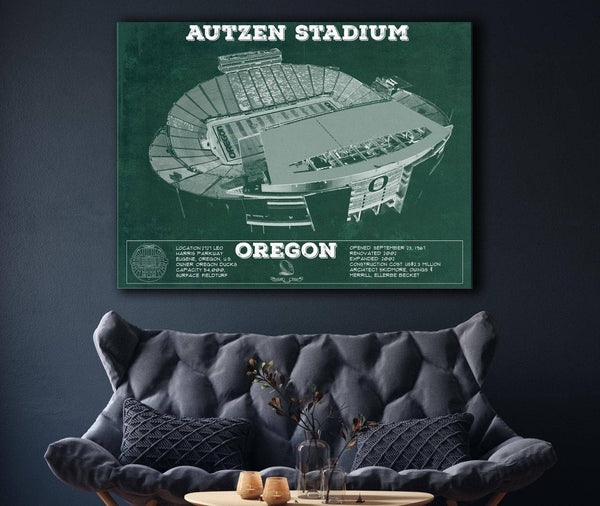 Cutler West Vintage Autzen Stadium - Oregon Ducks Football Print