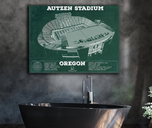Cutler West Vintage Autzen Stadium - Oregon Ducks Football Print