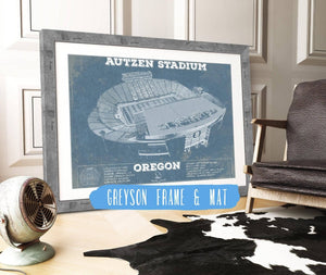 14" x 11" / Greyson Frame & Mat Cutler West Vintage Autzen Stadium - Oregon Ducks Football Print