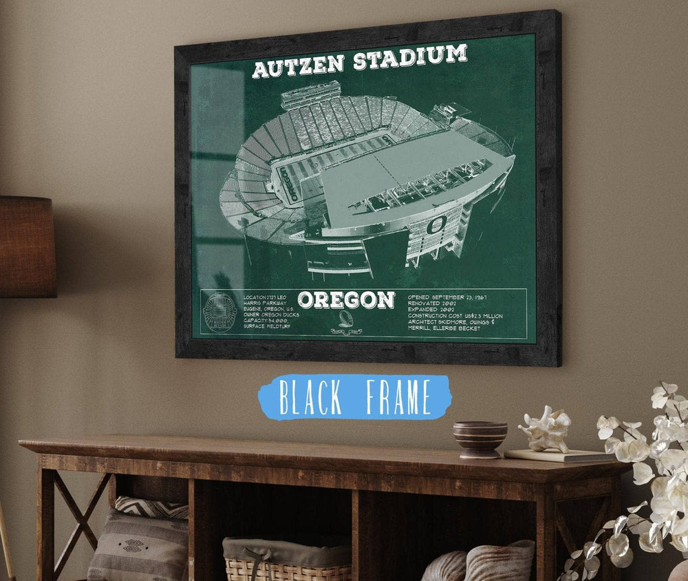 14" x 11" / Stretched Canvas Wrap Cutler West Vintage Autzen Stadium - Oregon Ducks Football Print