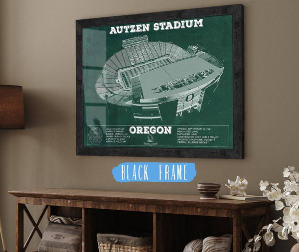 20" x 16" / Black Frame Cutler West Vintage Autzen Stadium - Oregon Ducks Football Print