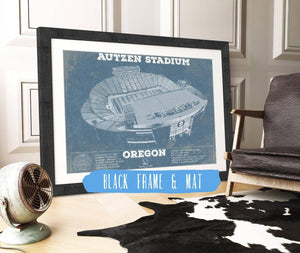 20" x 16" / Black Frame & Mat Cutler West Vintage Autzen Stadium - Oregon Ducks Football Print