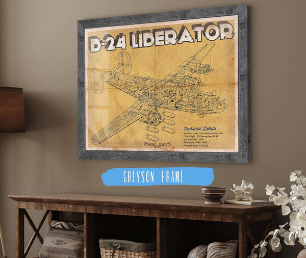 14" x 11" / Greyson Frame Cutler West Vintage B-24 Liberator Bomber Military Print