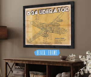 20" x 16" / Black Frame Cutler West Vintage B-24 Liberator Bomber Military Print