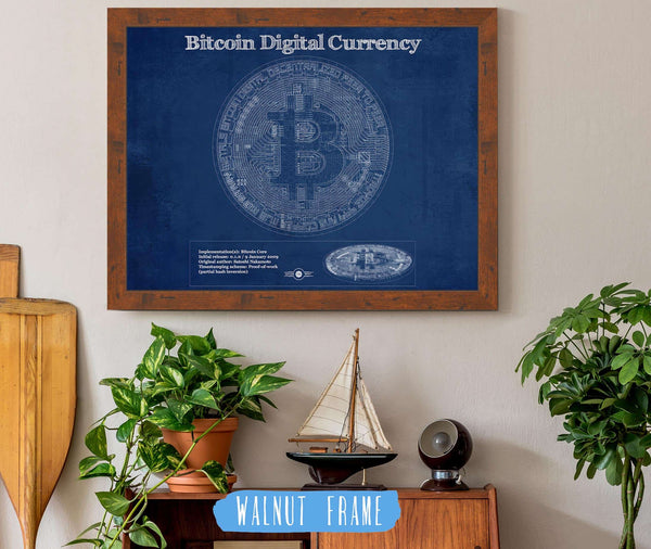 20" x 16" / Walnut Frame Cutler West Vintage Bitcoin Wall Art Print