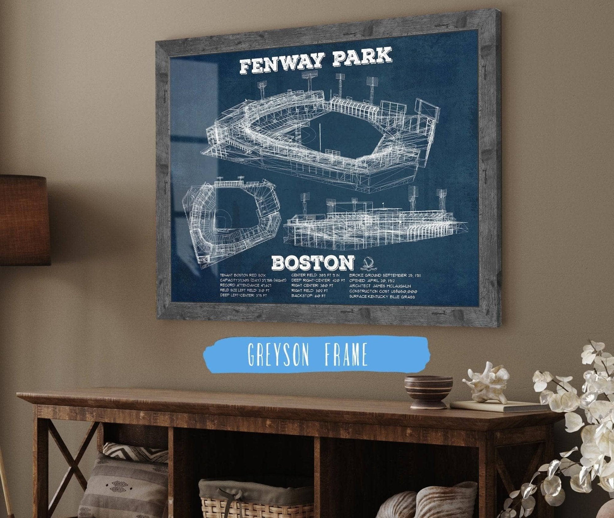 Cutler West Baseball Collection Vintage Boston Red Sox  - Fenway Park Baseball Print