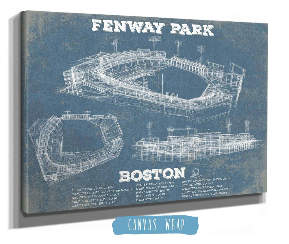 14" x 11" / Stretched Canvas Wrap Cutler West Vintage Boston Red Sox - Fenway Park Baseball Print