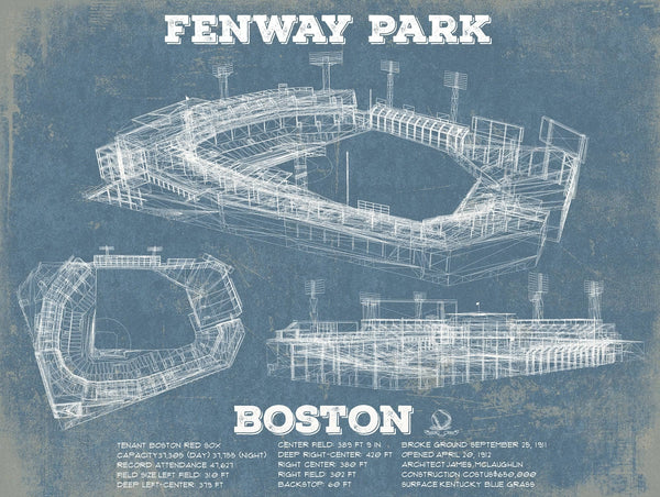 14" x 11" / Unframed Cutler West Vintage Boston Red Sox - Fenway Park Baseball Print