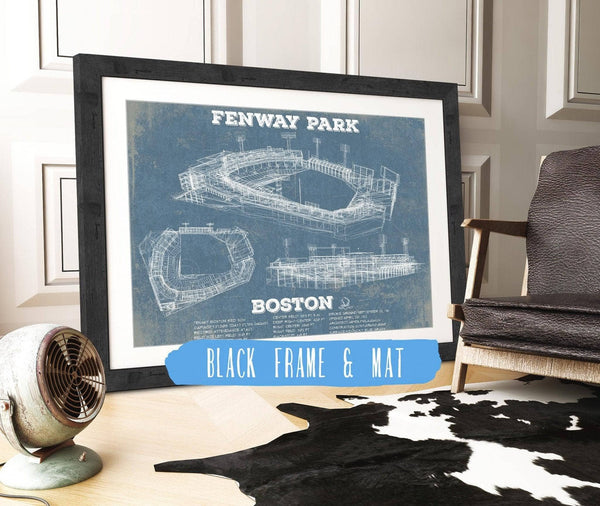 20" x 16" / Black Frame & Mat Cutler West Vintage Boston Red Sox - Fenway Park Baseball Print
