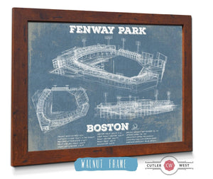 20" x 16" / Walnut Frame Cutler West Vintage Boston Red Sox - Fenway Park Baseball Print