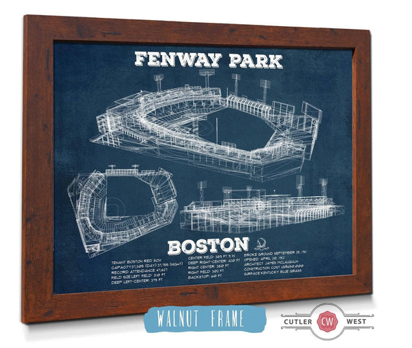 20" x 16" / Walnut Frame Cutler West Vintage Boston Red Sox - Vintage Fenway Park Baseball Print